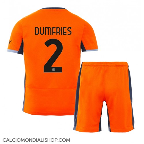 Maglie da calcio Inter Milan Denzel Dumfries #2 Terza Maglia Bambino 2023-24 Manica Corta (+ Pantaloni corti)